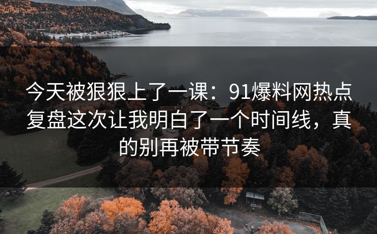 今天被狠狠上了一课：91爆料网热点复盘这次让我明白了一个时间线，真的别再被带节奏