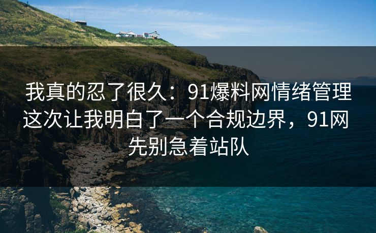 我真的忍了很久：91爆料网情绪管理这次让我明白了一个合规边界，91网 先别急着站队